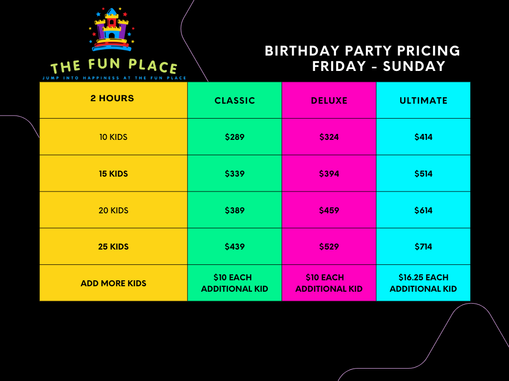 PRICING-CHART- WEEKDAYS